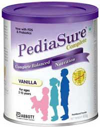Image of Pediasure cylindrical package with purple lid