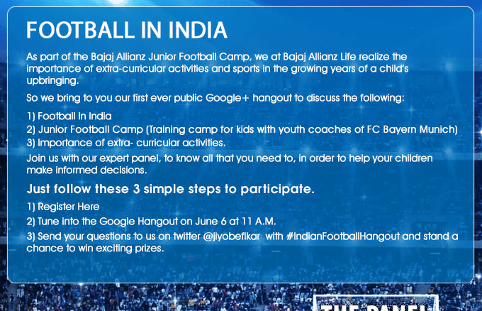 Google Hangout Bajaj Allianz Football Junior Camp Pune