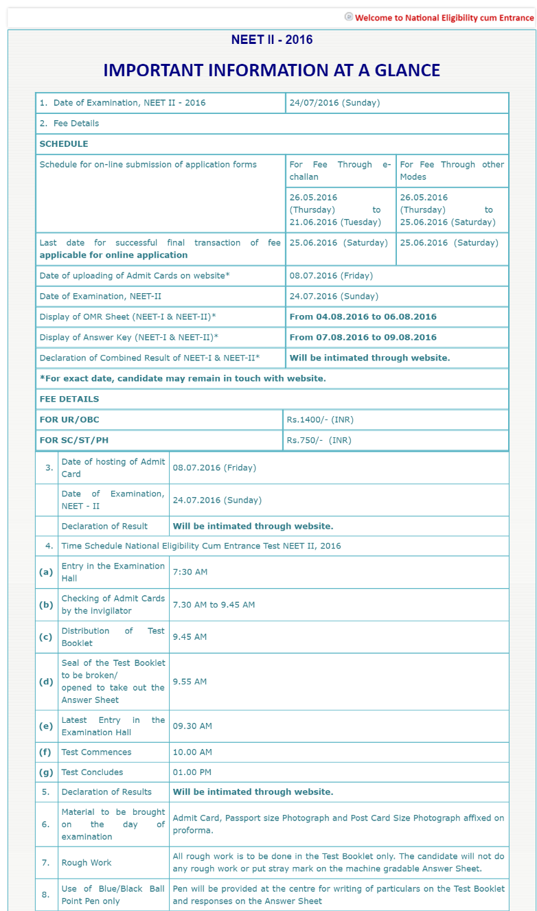 AIPMT NEET Phase 2 2016